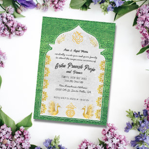 Indiase Hindoe Housewarming Griha Pravesh Golden Kaart