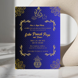 Indiase Hindoe Housewarming Griha Pravesh Golden Kaart