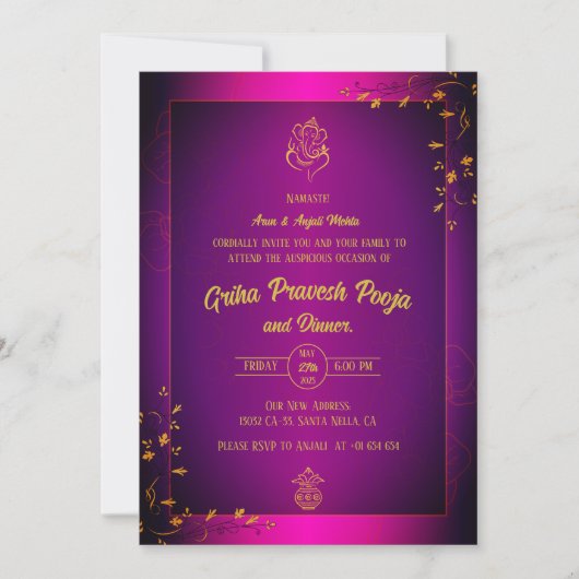 Indiase Hindoe Housewarming Griha Pravesh Kaart (Voorkant)