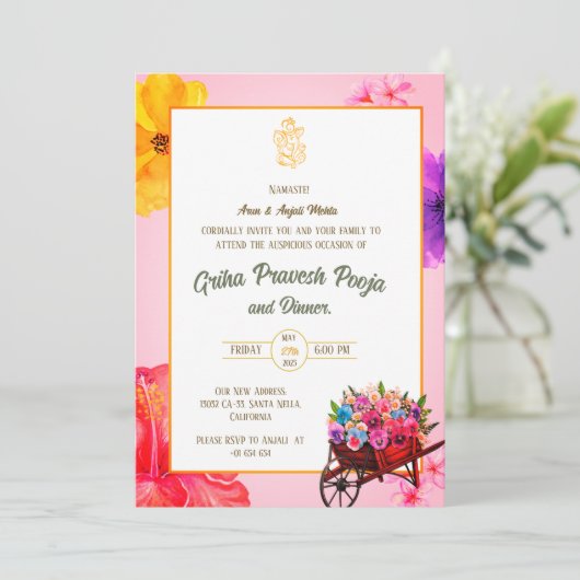 Indiase Hindoe Housewarming Griha Pravesh Kaart (Staand voorkant)