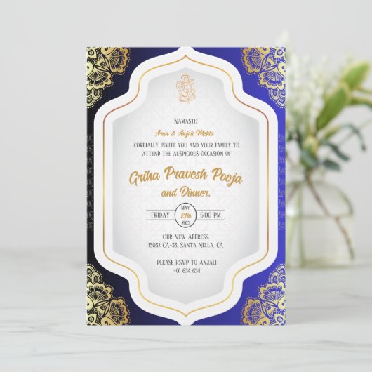 Indiase Hindoe Housewarming Griha Pravesh Kaart (Staand voorkant)