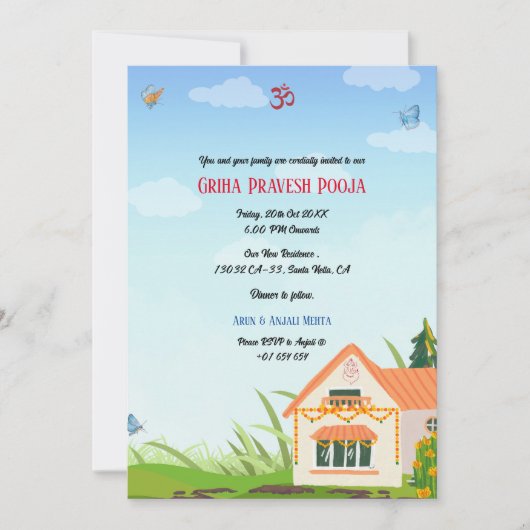 Indiase Hindoe Housewarming Griha Pravesh Kaart (Voorkant)