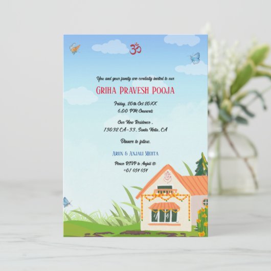 Indiase Hindoe Housewarming Griha Pravesh Kaart (Staand voorkant)