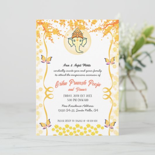 Indiase Hindoe Housewarming Griha Pravesh Kaart (Staand voorkant)