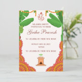 Indiase Hindoe Housewarming Griha Pravesh Uitnodig Kaart (Staand voorkant)