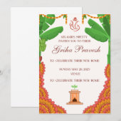 Indiase Hindoe Housewarming Griha Pravesh Uitnodig Kaart (Voorkant / Achterkant)
