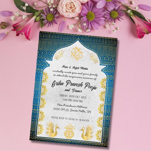 Indiase Hindoe Housewarming Gruhapravesam Gouden Kaart