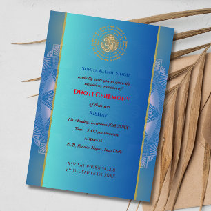 Indiase hindoe jongen dhoti ceremonie pancha kattu kaart