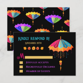 Indiase Hindoe Kleurrijke Parasol Bruiloft RSVP