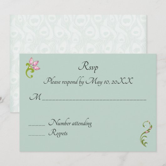 Indiase Hindoe Pauw Huwelijk RSVP Kaart (Voorkant / Achterkant)