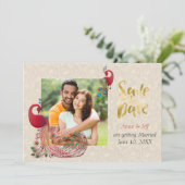 Indiase Hindoe Pauw Huwelijk Save the Date (Staand voorkant)