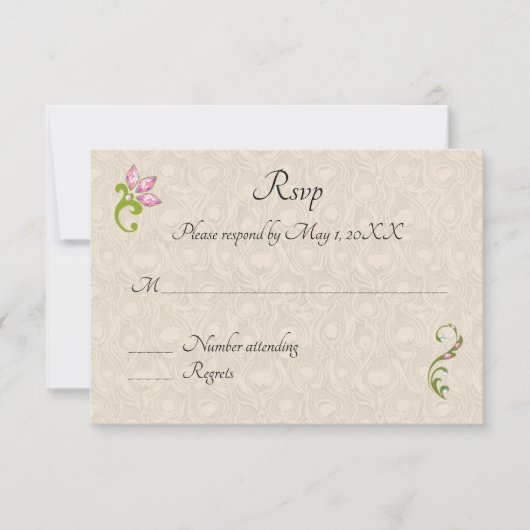 Indiase Hindoe Pauw Uitnodiging Huwelijk RSVP (Voorkant)