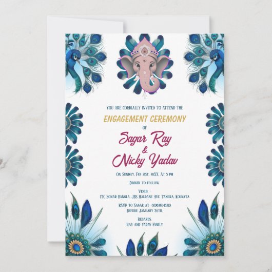 Indiase hindoe-verbintenisceremonie Pauwveer Kaart (Voorkant)