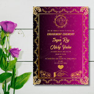 Indiase hindoe-verbintenisceremonie Roze & Goud Kaart
