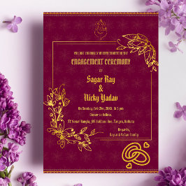 Indiase Hindoe Verloving Ceremonie Gouden Elemente Kaart