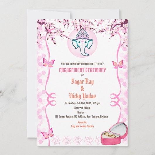 Indiase hindoe Verloving ceremonie Kaart (Voorkant)