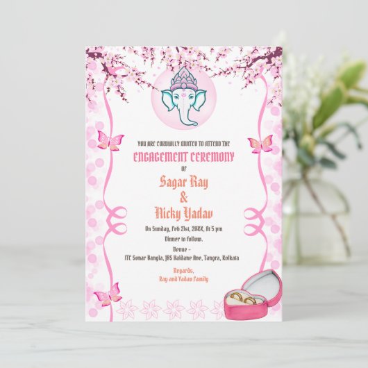 Indiase hindoe Verloving ceremonie Kaart (Staand voorkant)