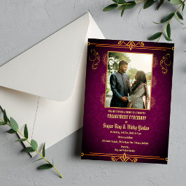Indiase Hindoe- Verloving Ceremonie Koppel Foto Kaart