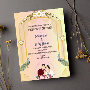 Indiase Hindoe Verloving Ceremony Peacock Kaart