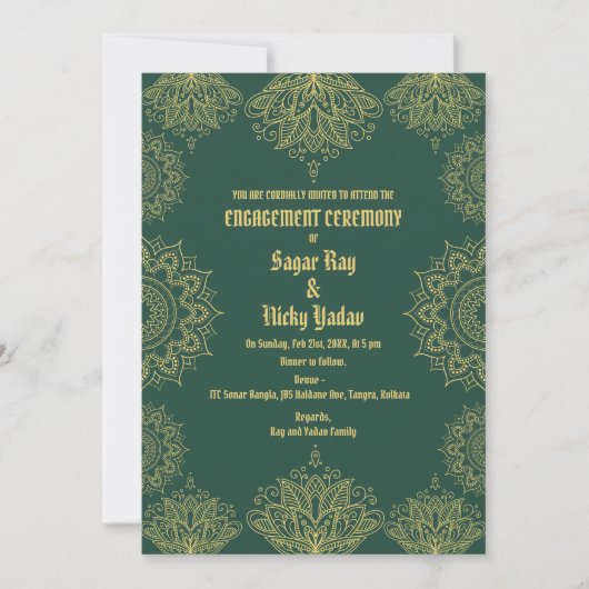 Indiase hindoe-verlovingsceremonie kaart (Voorkant)