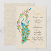 Indiase hindoeïstische pauw trouwuitnodiging kaart (Voorkant / Achterkant)