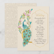 Indiase hindoeïstische pauw trouwuitnodiging