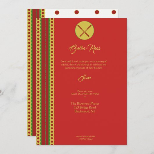 Indiase Hindu Ganesh bruiloft nodigen Garba Mehndi Kaart (Voorkant / Achterkant)