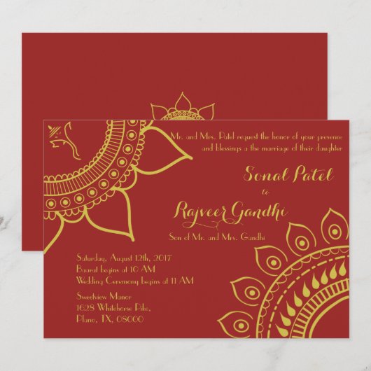 Indiase Hindu Ganesh bruiloft nodigen Garba Mehndi Kaart (Voorkant / Achterkant)