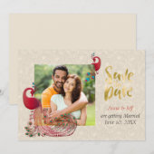 Indiase Hindu Pauw Huwelijk Bewaar de Datum Save The Date (Voorkant / Achterkant)