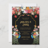Indiase Hindu Peacock Bloemen Bruiloft Kaart (Voorkant)