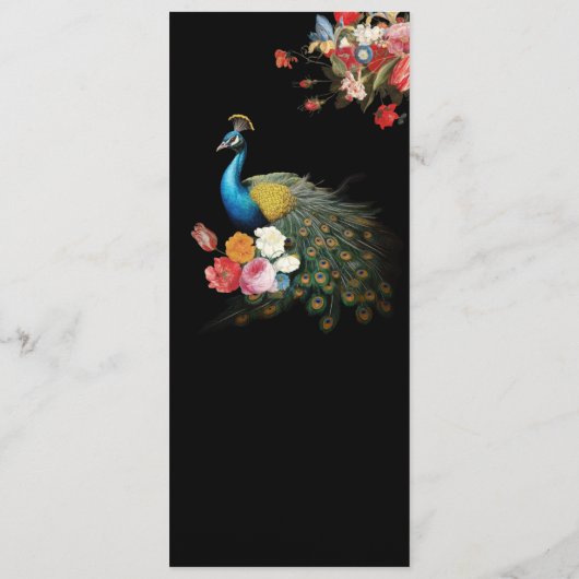 Indiase Hindu Peacock Bloemen Bruiloft Menu (Achterkant)