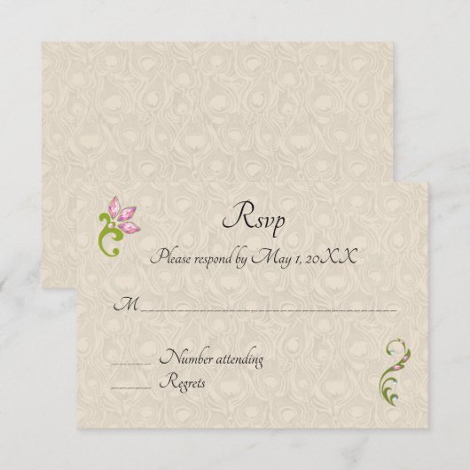 Indiase Hindu Peacock bruiloft uitnodiging rsvp (Voorkant / Achterkant)