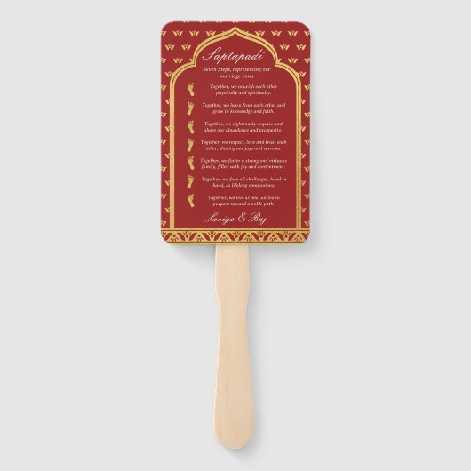 Indiase Hindu Saptapadi Trouwprogramma Fan Handwaaier (Achterkant)