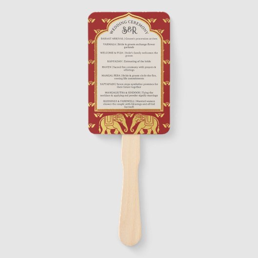Indiase Hindu Saptapadi Trouwprogramma Fan Handwaaier (Voorkant)