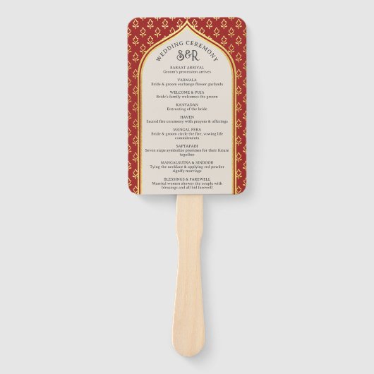 Indiase Hindu Saptapadi Trouwprogramma Fan Handwaaier (Voorkant)
