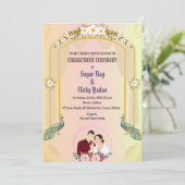 Indiase Hindu Verloving Ceremonie Pauw Kaart (Staand voorkant)