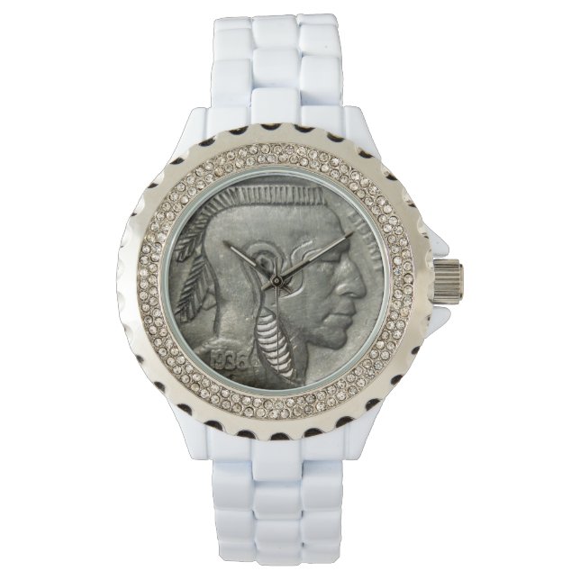  indiase hoofd nikkel munt inheemse amerikaanse horloge (Voorkant)