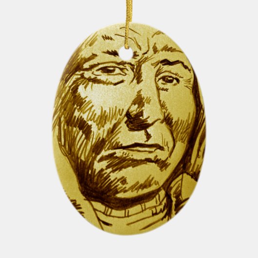 Indiase hoofdpotlood schets keramisch ornament (Voorkant)