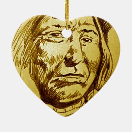 Indiase hoofdpotlood schets keramisch ornament (Voorkant)