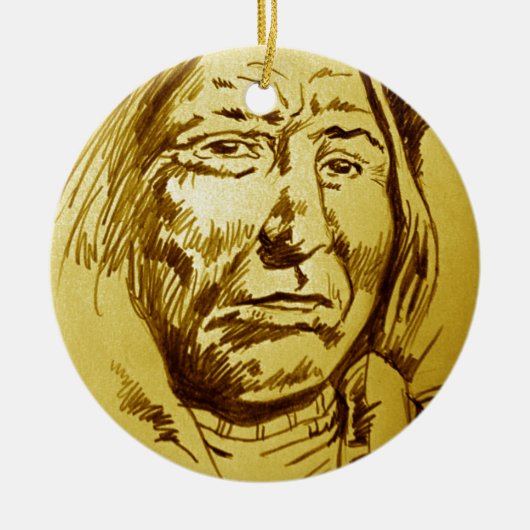 Indiase hoofdpotlood schets keramisch ornament (Voorkant)