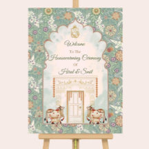 Indiase huisverwarmingswelkomstbord Vastu Puja Gri