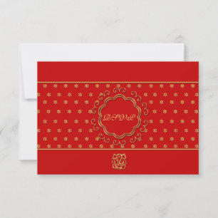 Indiase Huwelijksreactie in Rood & Goud RSVP Kaartje