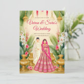 Indiase huwelijksuitnodiging & Indiase trouwkaart Kaart (Staand voorkant)