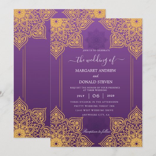 indiase huwelijksuitnodiging kaart (Voorkant / Achterkant)