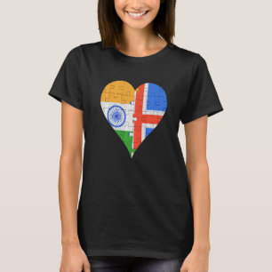 Indiase IJslandse vlag Hart T-shirt