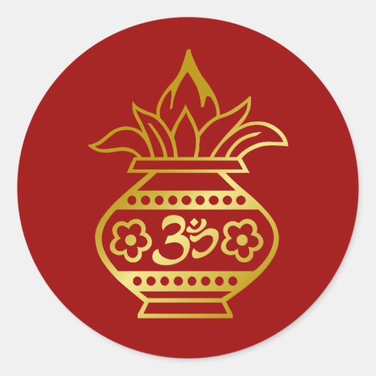 Indiase Kalash met Om Sign Ronde Sticker (Voorkant)