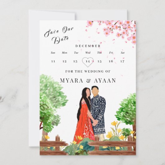 Indiase kalender opslaan van de datum sjabloon kaart (Voorkant)