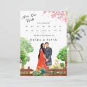 Indiase kalender opslaan van de datum sjabloon kaart (Staand voorkant)