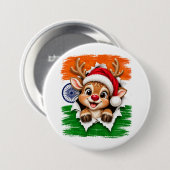 Indiase Kerst Rendier Ronde Button 7,6 Cm (Voorkant /achterkant)