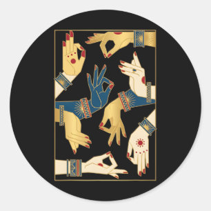 Indiase klassieke dans mudra's Bharatanatyam spiri Ronde Sticker